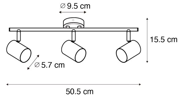 Modern fekete spotlámpa fával dönthető 3 lámpás - Jeana