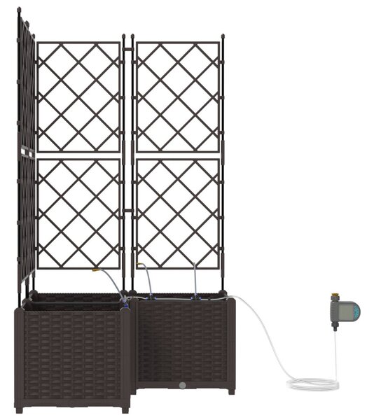 VidaXL Kerti cserép 3 pcs Barna 80 x 80 x 142 cm Műanyag
