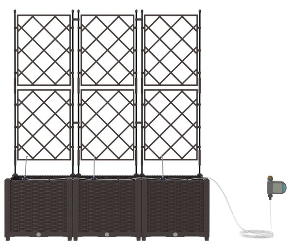 VidaXL Kerti cserép 3 pcs Barna 120 x 40 x 142 cm Műanyag