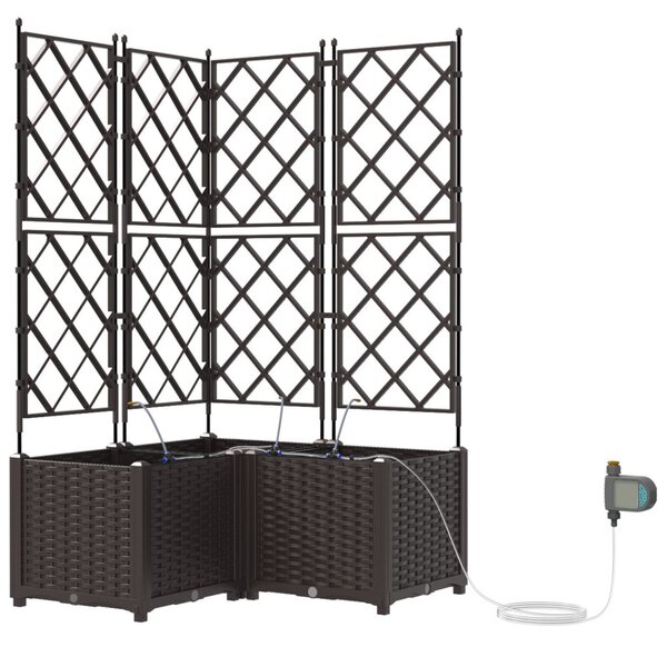 VidaXL Kerti cserép 3 pcs Barna 80 x 80 x 142 cm Műanyag