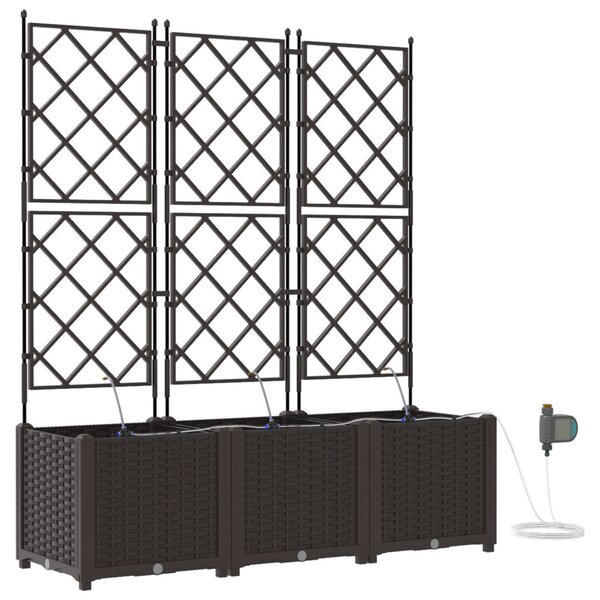 VidaXL Kerti cserép 3 pcs Barna 120 x 40 x 142 cm Műanyag