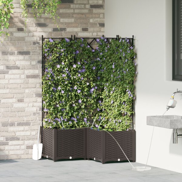 VidaXL Kerti cserép 3 pcs Barna 80 x 80 x 142 cm Műanyag