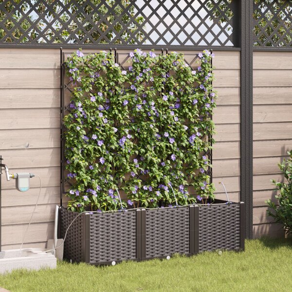 VidaXL Kerti cserép 3 pcs Barna 120 x 40 x 142 cm Műanyag