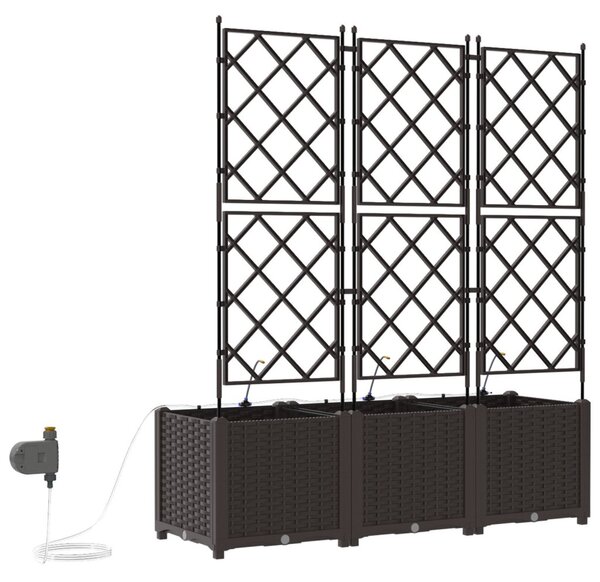 VidaXL Kerti cserép 3 pcs Barna 120 x 40 x 142 cm Műanyag