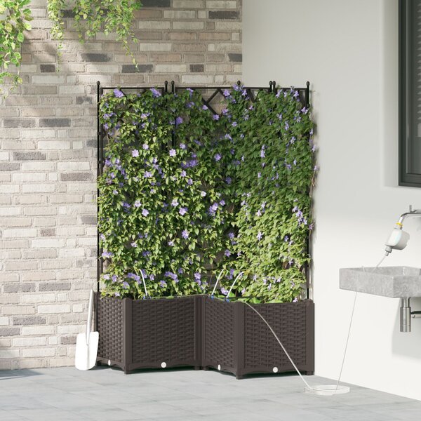 VidaXL Kerti cserép 3 pcs Barna 80 x 80 x 142 cm Műanyag