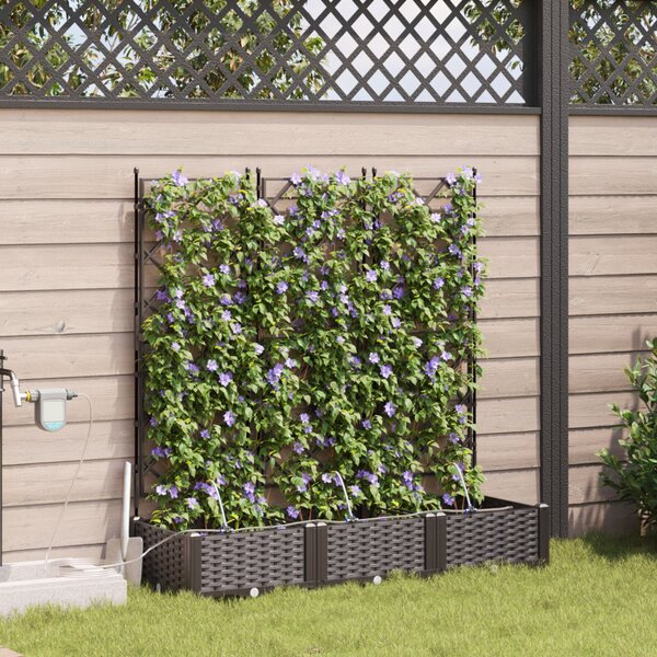 VidaXL Kerti cserép 3 pcs Barna 120 x 40 x 126 cm Műanyag