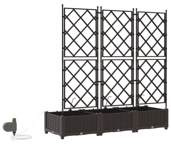 VidaXL Kerti cserép 3 pcs Barna 120 x 40 x 126 cm Műanyag
