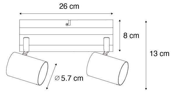 Okos mennyezeti spotlámpa fekete fa 2-lámpás állítható Wifi GU10 50mm - Jeana