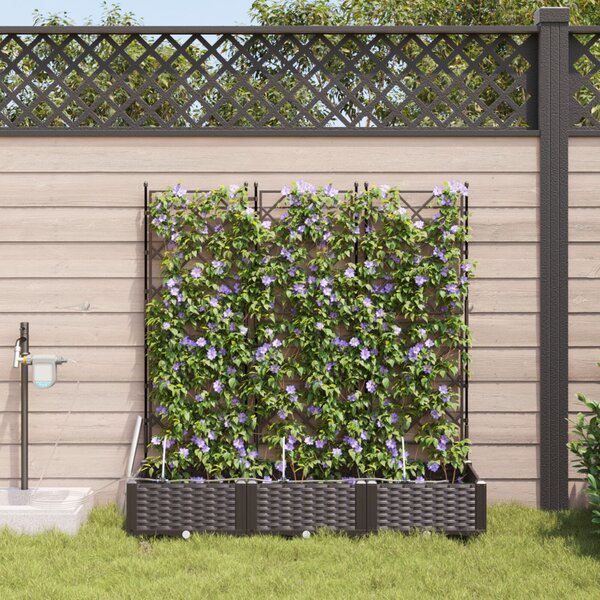 VidaXL Kerti cserép 3 pcs Barna 120 x 40 x 126 cm Műanyag