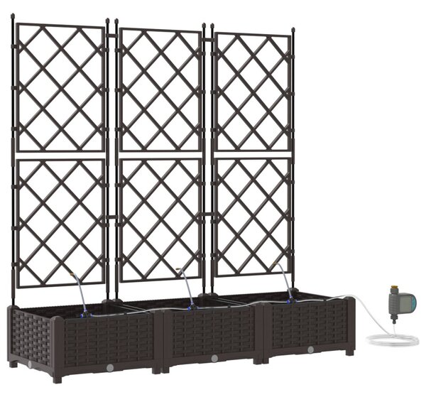 VidaXL Kerti cserép 3 pcs Barna 120 x 40 x 126 cm Műanyag