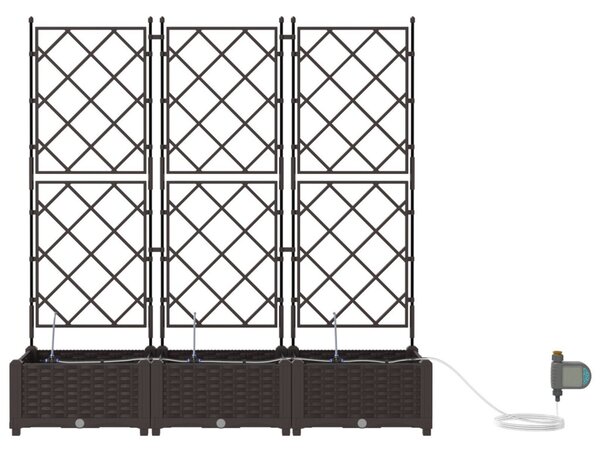VidaXL Kerti cserép 3 pcs Barna 120 x 40 x 126 cm Műanyag