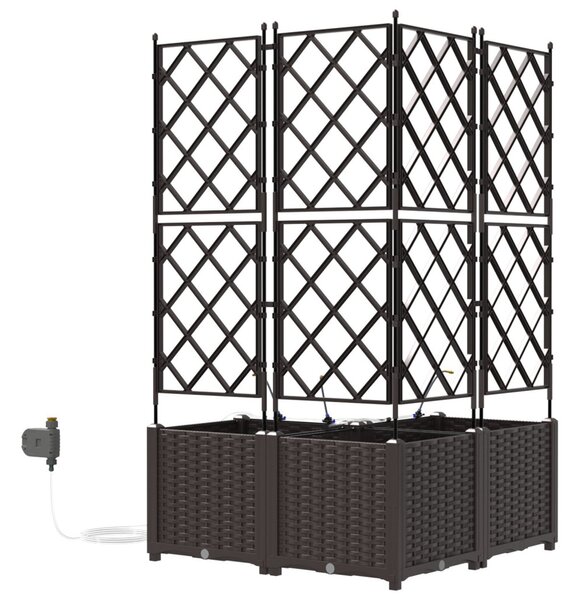 VidaXL Kerti cserép 3 pcs Barna 80 x 80 x 142 cm Műanyag