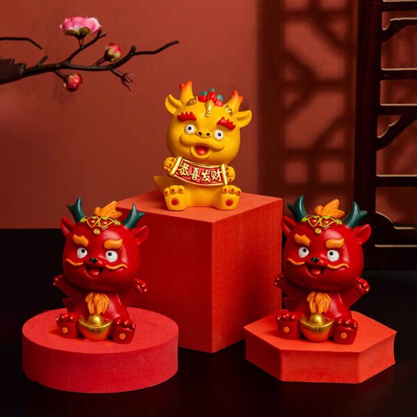 Kis kínai sárkány szobor - Piros