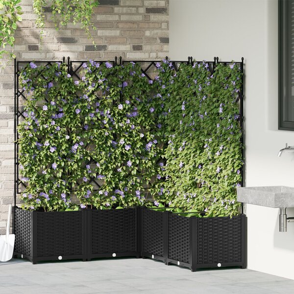 Kerti cserép 5 db Fekete 120 x 120 x 143 cm PP