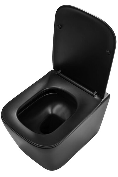 Rea Julio, függő WC csésze Peremnélküli 510x345x315 mm, fekete matt, REA-C6550