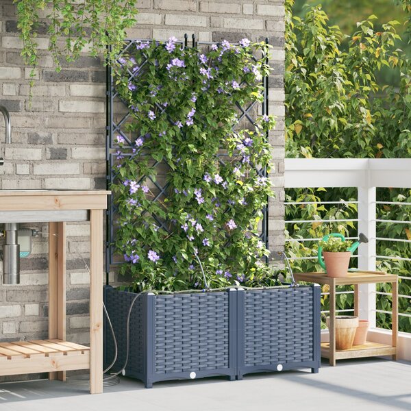 VidaXL Kerti cserép 2 pcs Szürke 80 x 40 x 142 cm Műanyag