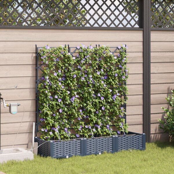 VidaXL Kerti cserép 3 pcs Szürke 120 x 40 x 126 cm Műanyag