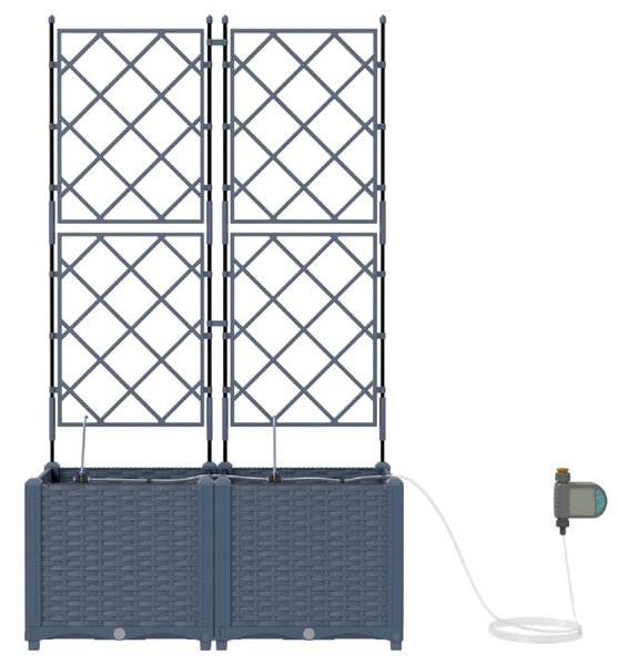 VidaXL Kerti cserép 2 pcs Szürke 80 x 40 x 142 cm Műanyag