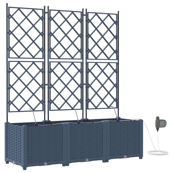 VidaXL Kerti cserép 3 pcs Szürke 120 x 40 x 142 cm Műanyag