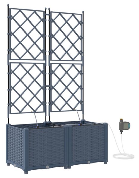 VidaXL Kerti cserép 2 pcs Szürke 80 x 40 x 142 cm Műanyag