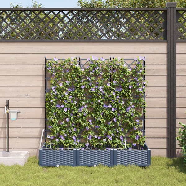VidaXL Kerti cserép 3 pcs Szürke 120 x 40 x 126 cm Műanyag