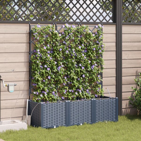 VidaXL Kerti cserép 3 pcs Szürke 120 x 40 x 142 cm Műanyag