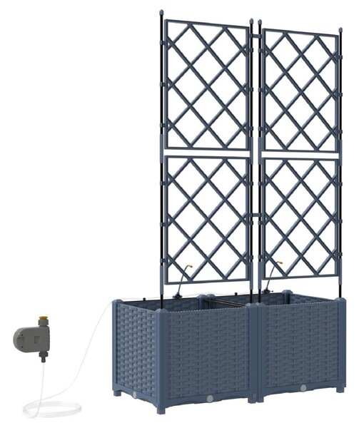 VidaXL Kerti cserép 2 pcs Szürke 80 x 40 x 142 cm Műanyag