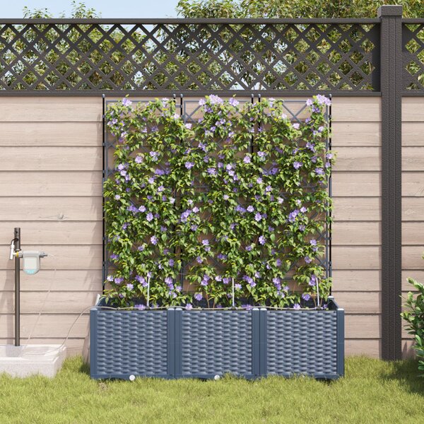 VidaXL Kerti cserép 3 pcs Szürke 120 x 40 x 142 cm Műanyag