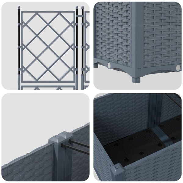 Kerti cserép 3 pcs Világosszürke 80 x 80 x 143 cm Acél