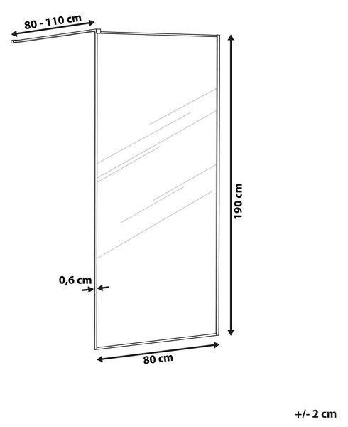 Zuhanyparaván Edzett Üvegből Fekete Kerettel 80 x 190 cm WASPAM II