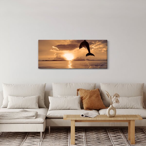 Kép - Delfin naplementében (120x50 cm)