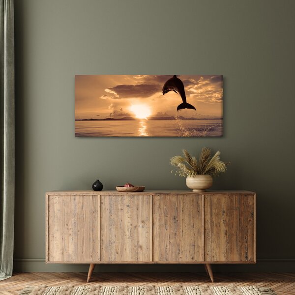 Kép - Delfin naplementében (120x50 cm)