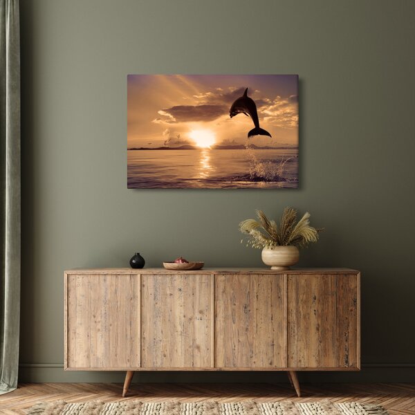 Kép - Delfin naplementében (90x60 cm)