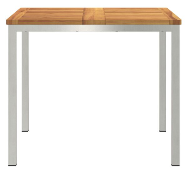 Étkezőasztal 90x90x75 cm Szilárd akácfa és rozsdamentes acél