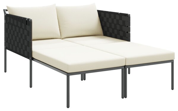 Napozóágy párnával Antracit 153 x 115 x 69.5 cm Porszórt acél