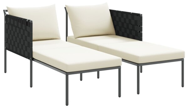 Napozóágy párnával Antracit 153 x 115 x 69.5 cm Porszórt acél