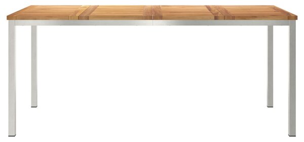 Étkezőasztal 180x90x75 cm Tömör teakfa és rozsdamentes acél