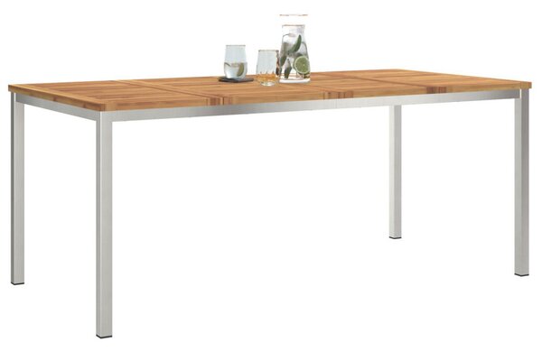 Étkezőasztal 180x90x75 cm Szilárd akácfa és rozsdamentes acél