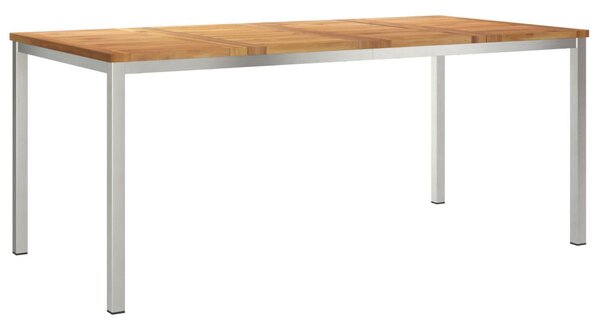 Étkezőasztal 180x90x75 cm Tömör teakfa és rozsdamentes acél