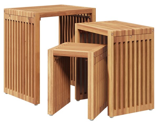 VidaXL Kerti Oldal Asztal 3 pcs Barna 33 x 44,5 x 51 cm Tömör Teakfa