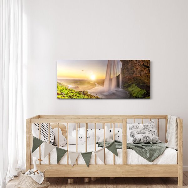 Kép - Seljalandsfoss a barlang mögül (120x50 cm)
