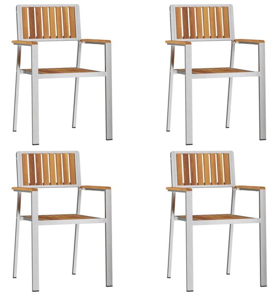 Kerti Szék 4 pcs Barna 56 x 54,5 x 87 cm Tömör Akácfa