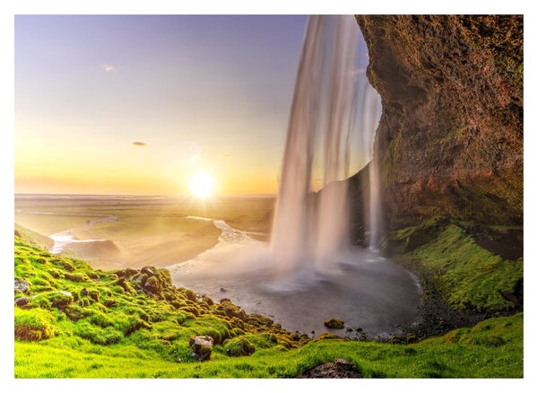 Kép - Seljalandsfoss a barlang mögül (70x50 cm)