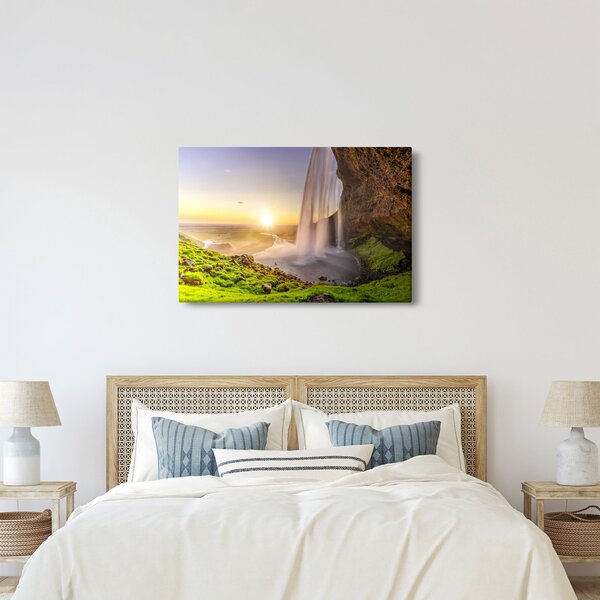 Kép - Seljalandsfoss a barlang mögül (90x60 cm)