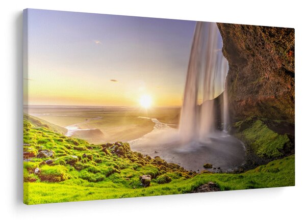 Kép - Seljalandsfoss a barlang mögül (90x60 cm)