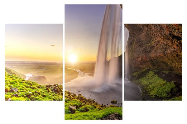 Kép - Seljalandsfoss a barlang mögül (90x60 cm)