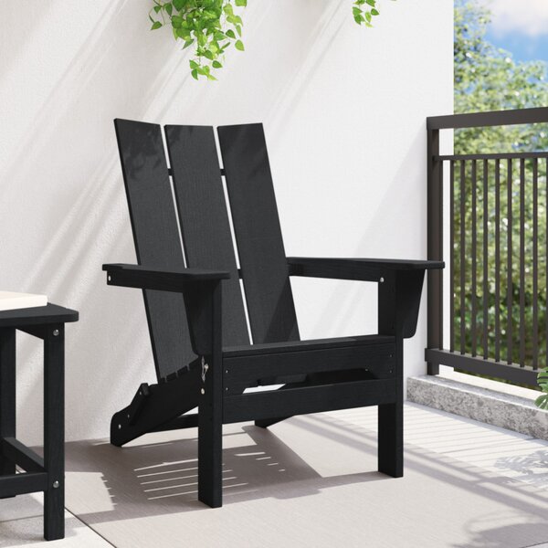 Összecsukható Adirondack szék fekete 74,5x80,5x90 cm HDPE