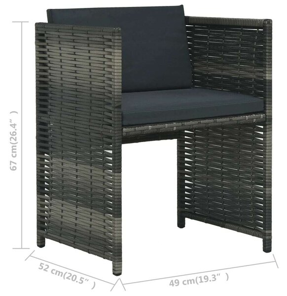 VidaXL 3-részes szürke polyrattan bisztrószett párnákkal