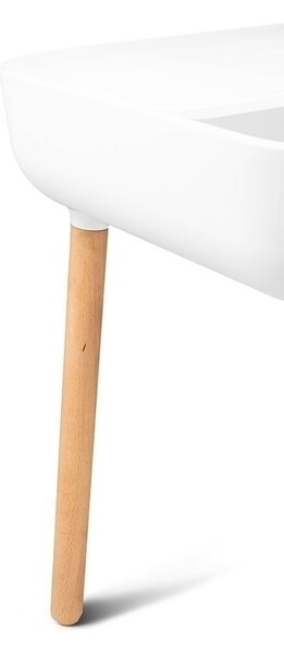 King Home Bower Skandináv Kisasztal Polipropilén Fehér Kábelrendezővel