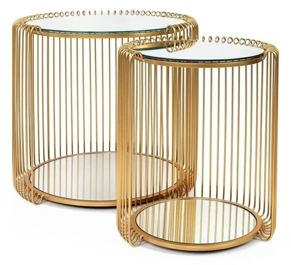 KARE Wire Double II Réz Tükrös Dohányzóasztal Szett